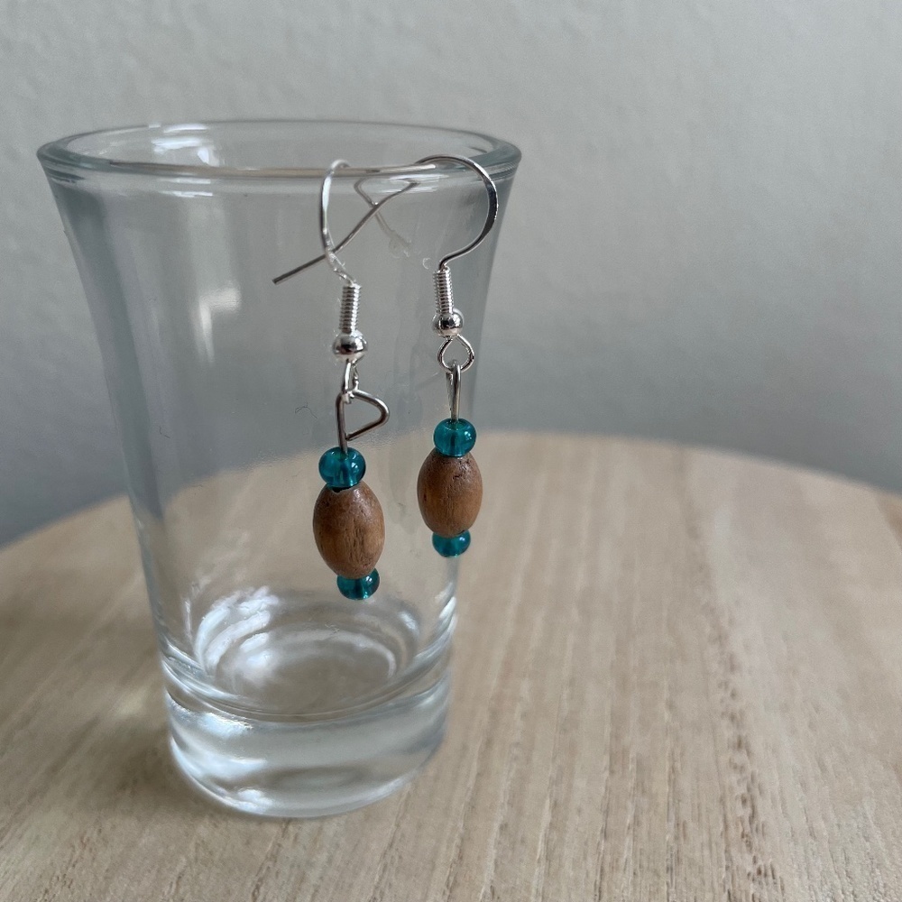 Turquoise Brown Beaded Earrings‎
